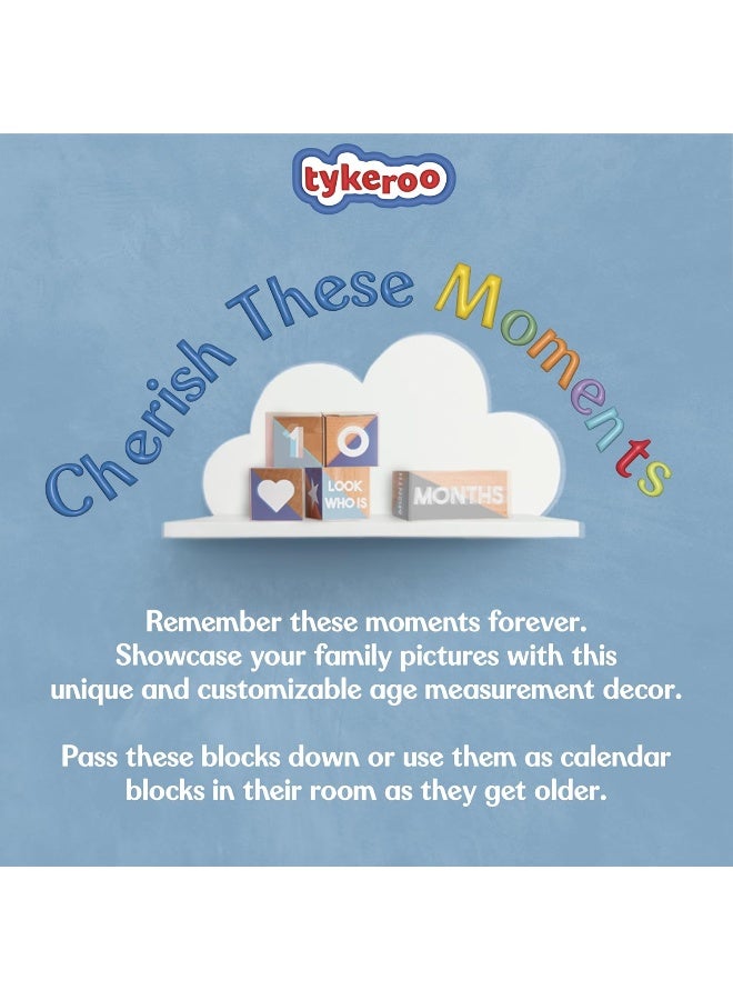 Tykeroo Baby Monthly Milestone Blocks — Cute Nursery Decor — Lovely Newborn Photography Props — Baby Shower Gifts (Blue & Gray) - Image 5